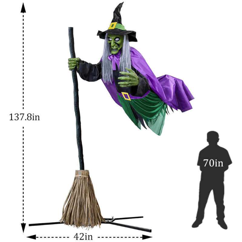 11.5 ft flying witch on broom halloween decoration itoolmax