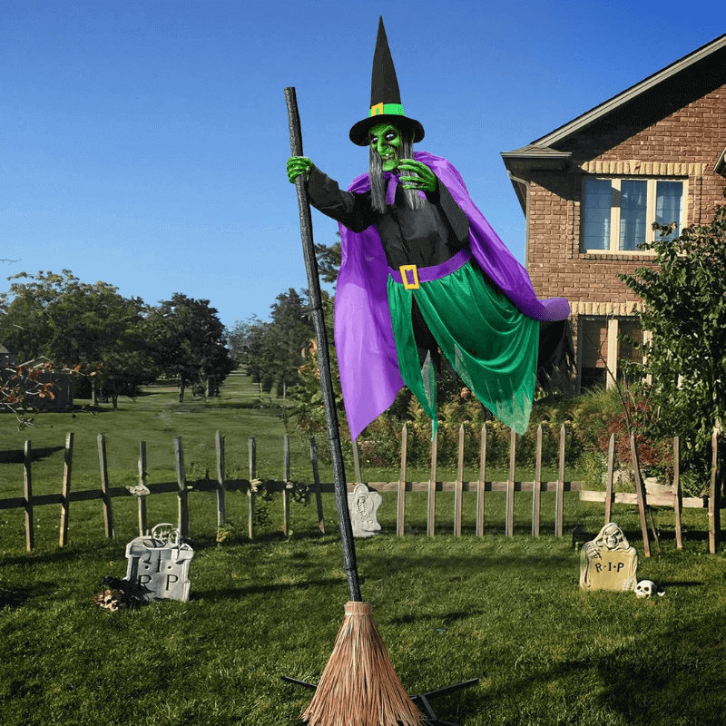 11.5 ft flying witch on broom halloween outdoor decoration itoolmax