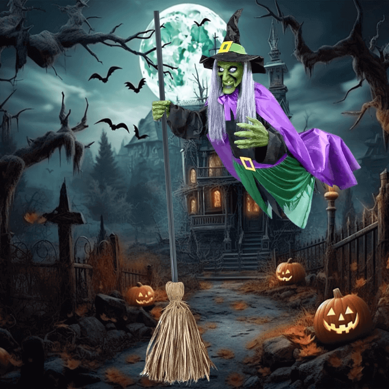 11.5ft large flying witch on broom halloween decor itoolmax