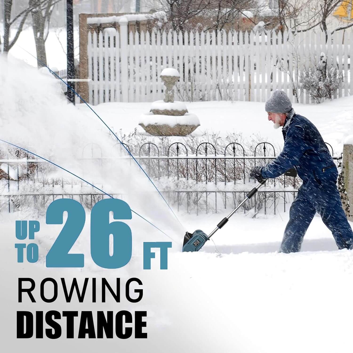 Pala de nieve inalámbrica de 12 pulgadas con 2 baterías