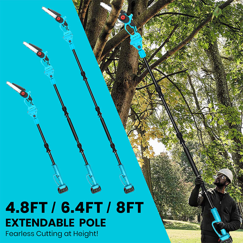 2 in 1 chainsaw with pole saw kit 4.8ft 6.4ft 8ft itoolmax
