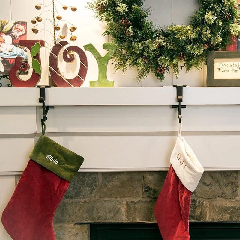 2 In 1 Adjustable Christmas Garland and Stocking Hanger 2 stockings_itoolmax