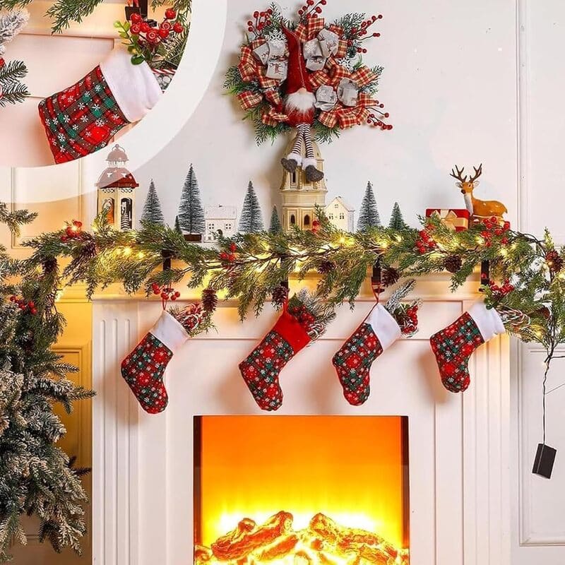 2 In 1 Adjustable Christmas Garland and Stocking Hanger fireplace_itoolmax