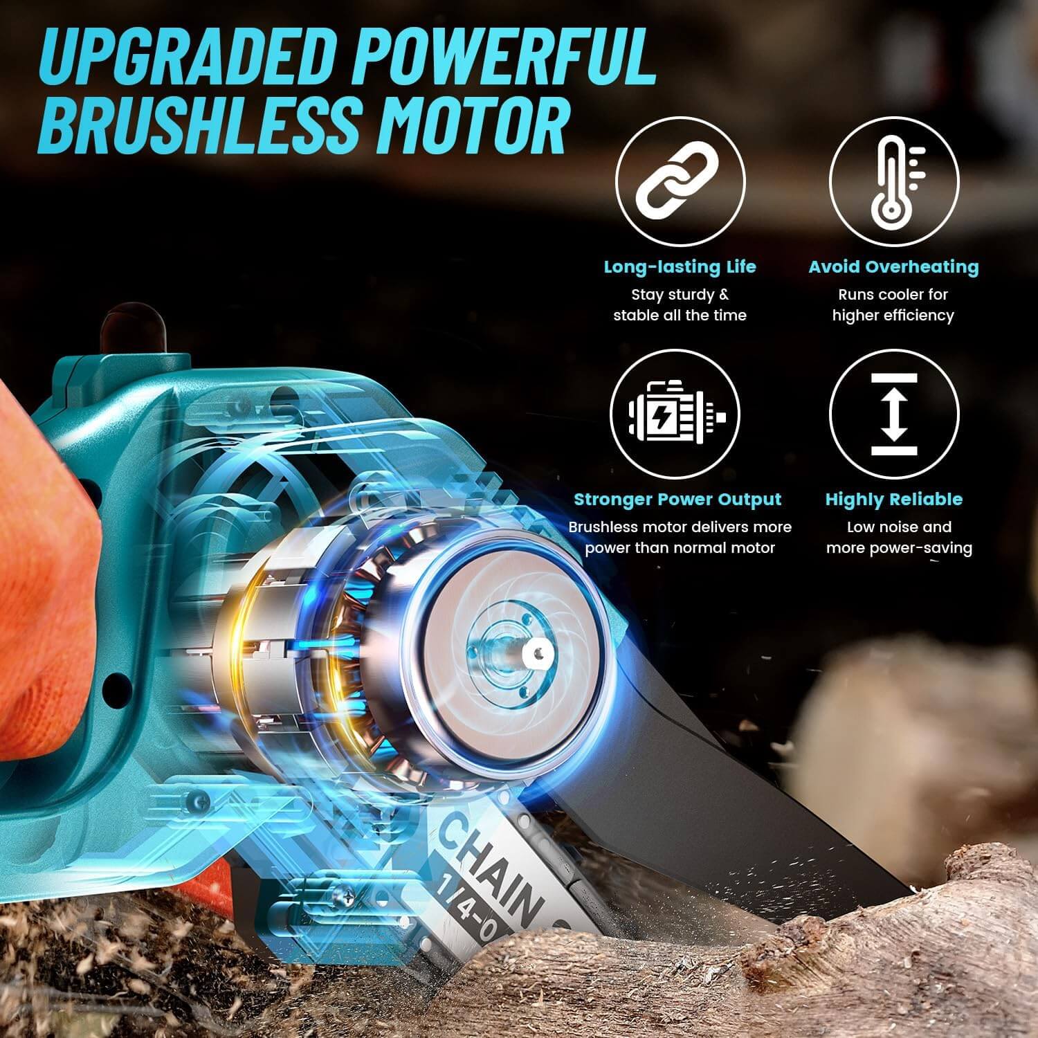 4 in 1 Cordless Pole Pruning Shears with 14ft Extension Chainsaw