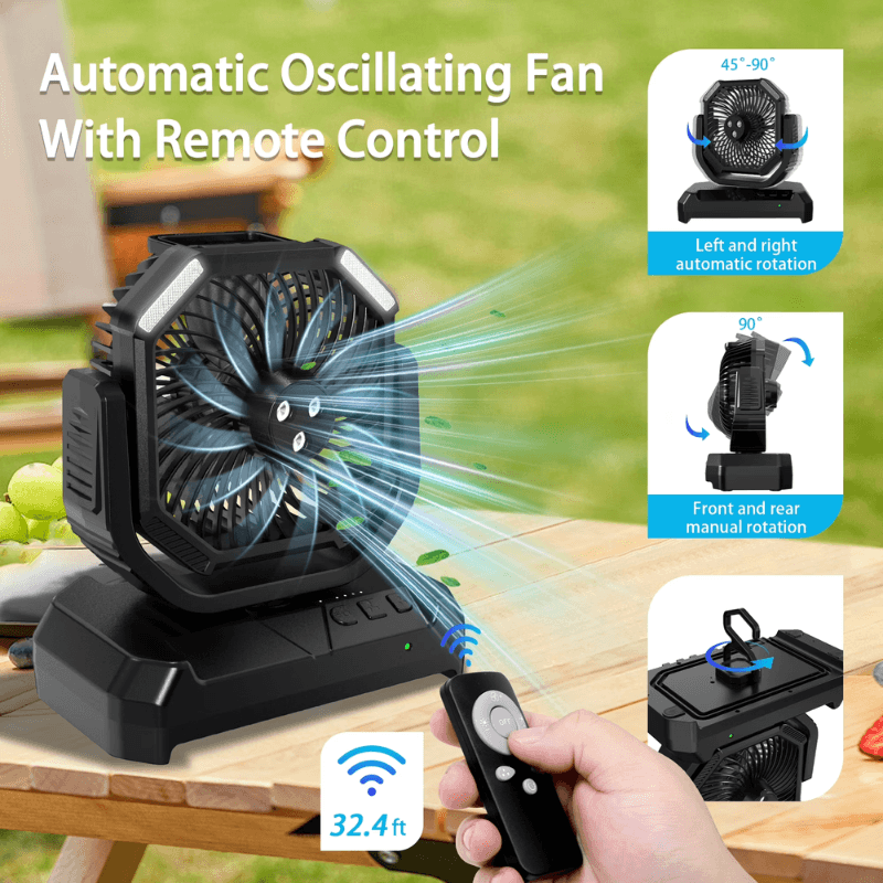 Ventilateur de camping brumisateur 4 en 1 avec seau de 6L