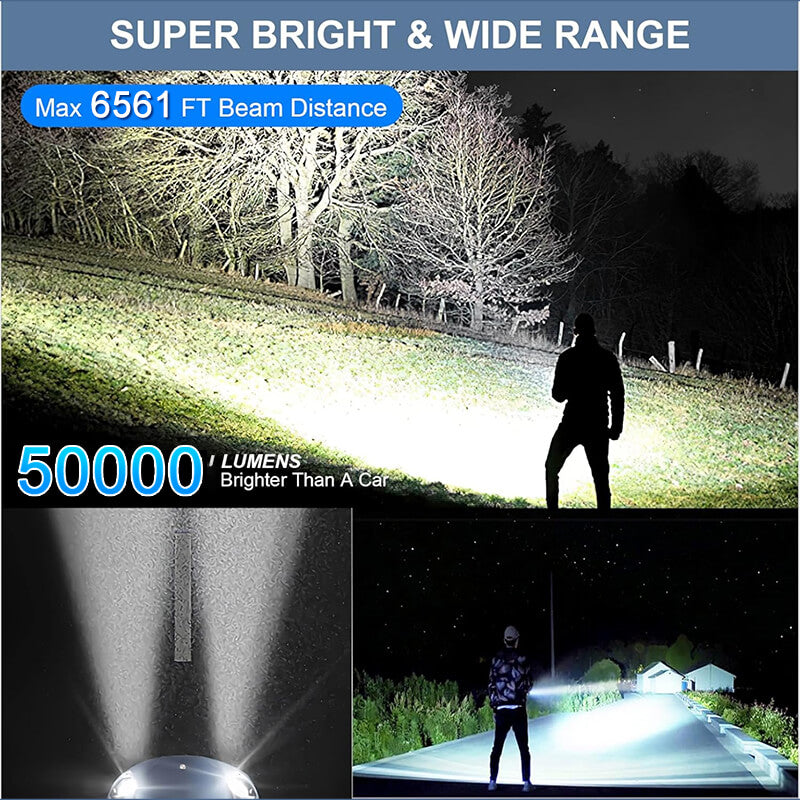 50000lm super bright flashlight 6561ft distant itoolmax