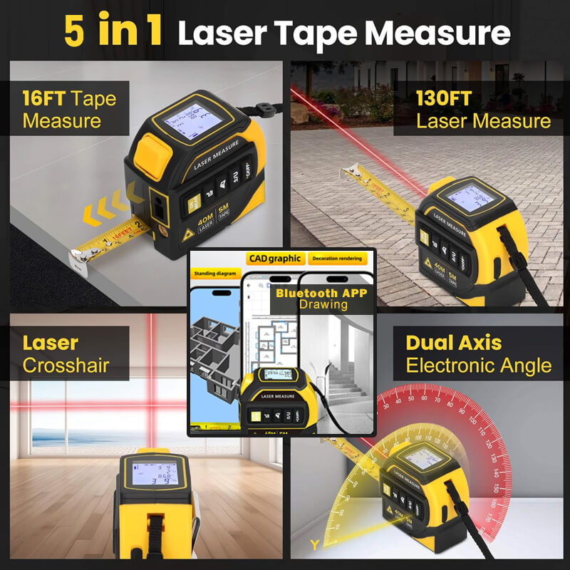 iToolMax 5 in 1 Digital Bluetooth Laser Tape Measure