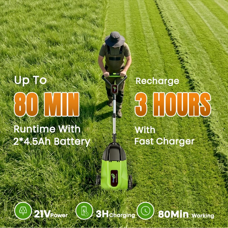 8.7inch small cordless lawn mower 80min runtime itoolmax