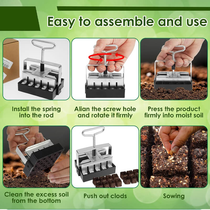 iToolMax Cell Soil Block Maker with 3 Kinds Seed Pins