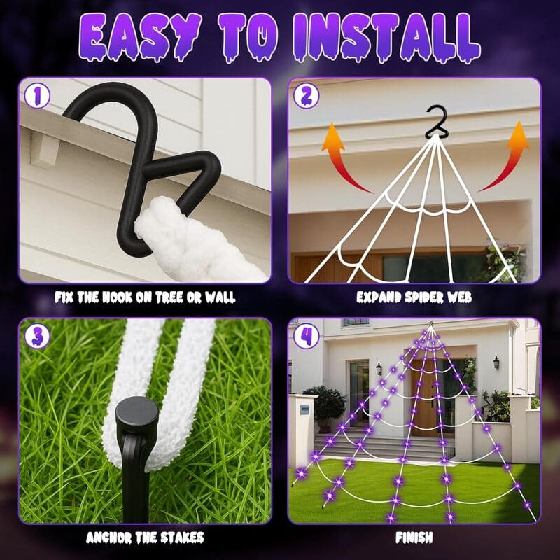Halloween Spider WebLight Set easily-installed_itoolmax
