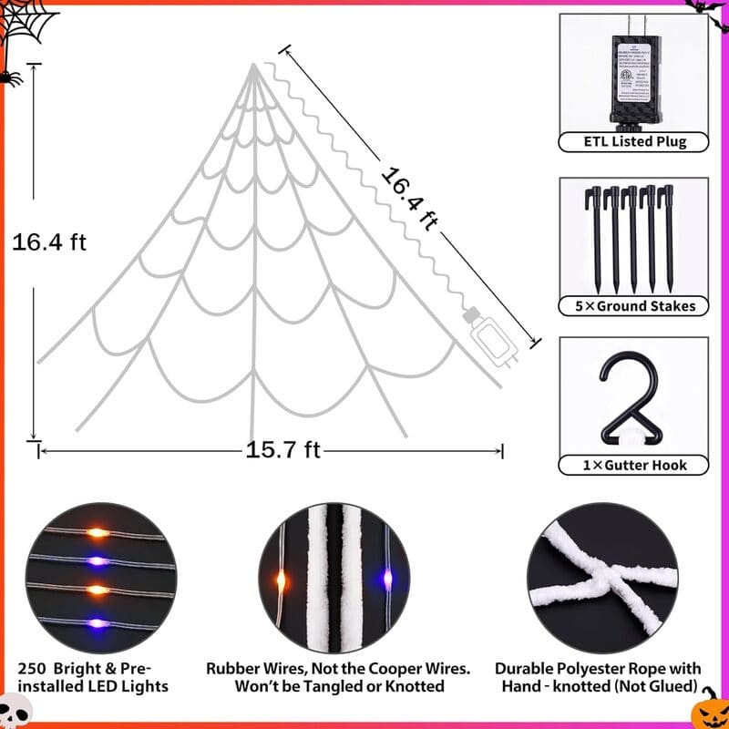 Halloween Spider WebLight Set_web_ lights size_itoolmax