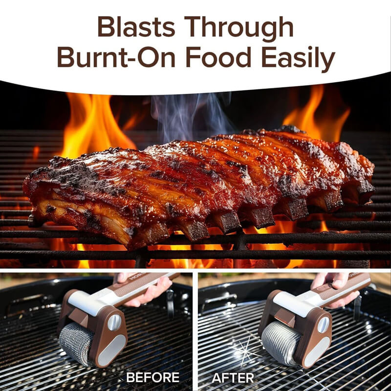 Heavy-Duty Stainless Steel Bristle Grill Brush