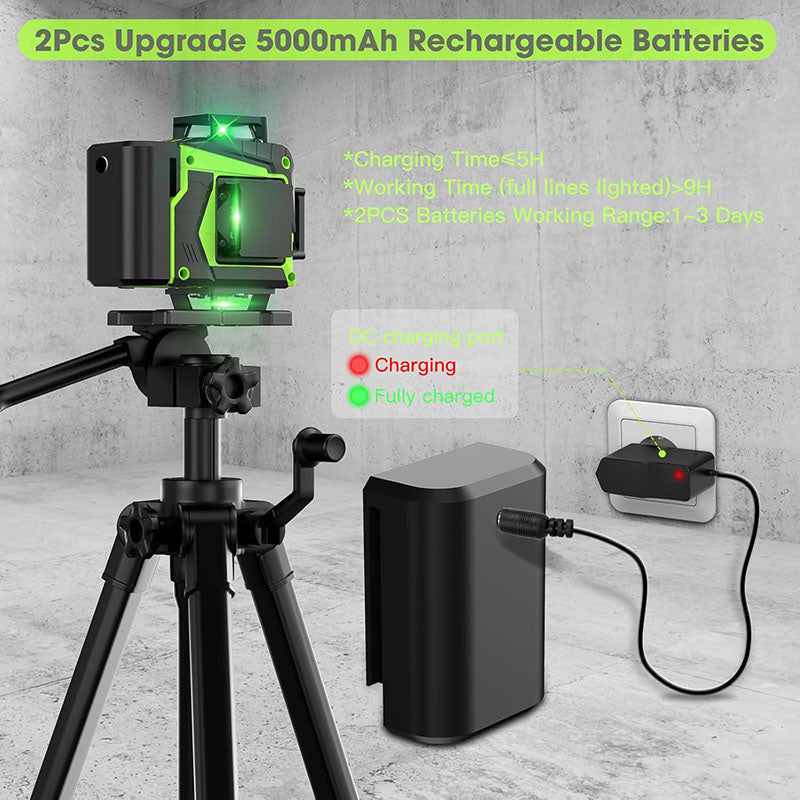 Rechargable 4x360°Professional 4D Green Cross Line laser Level