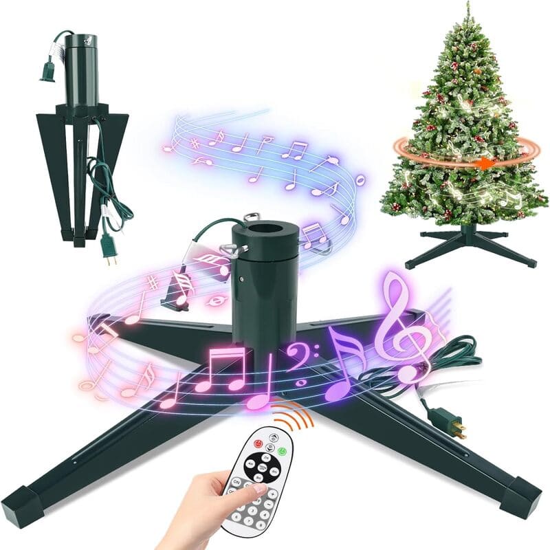 360° Drehbarer künstlicher Weihnachtsbaumständer aus grünem Metall –  itoolmax