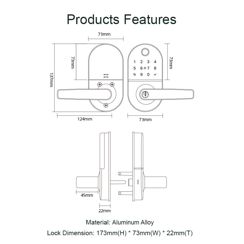 Smart Door Handle Lock with Keypad