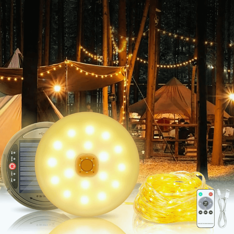 orange solar tent kaufen Solar Camping String Lights – Waterproof LED Tent Lights with USB & Solar Charging for Outdoor Camping, Patio, Hiking & Emergency Use