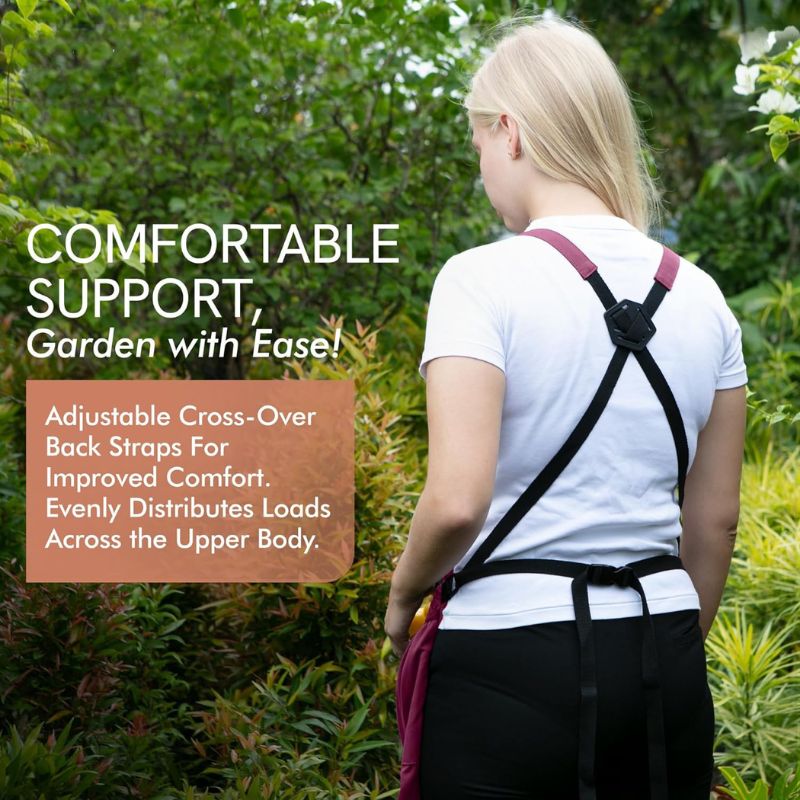 gardening apron with pockets cross back straps