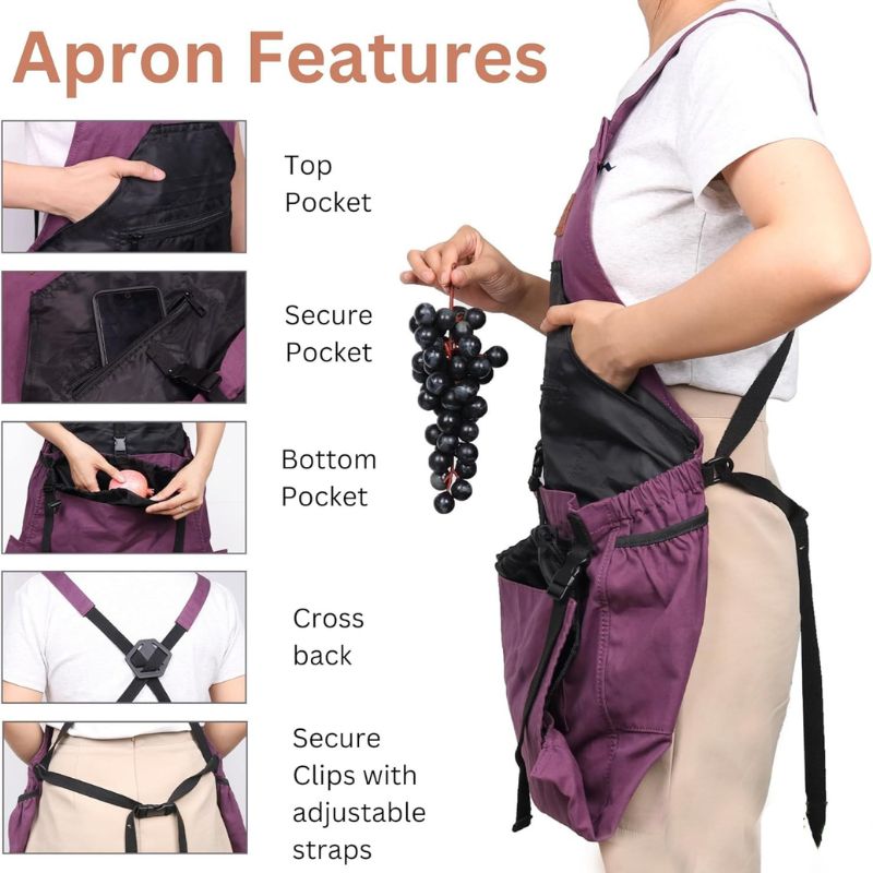 gardening apron with pockets features