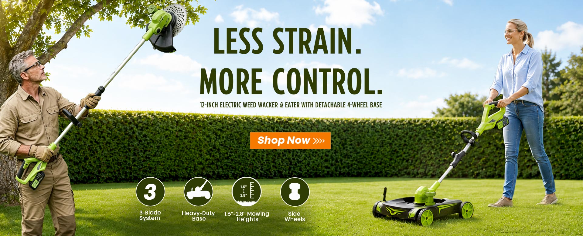 itoolmax 12inches electric weed wacker with base & wheel