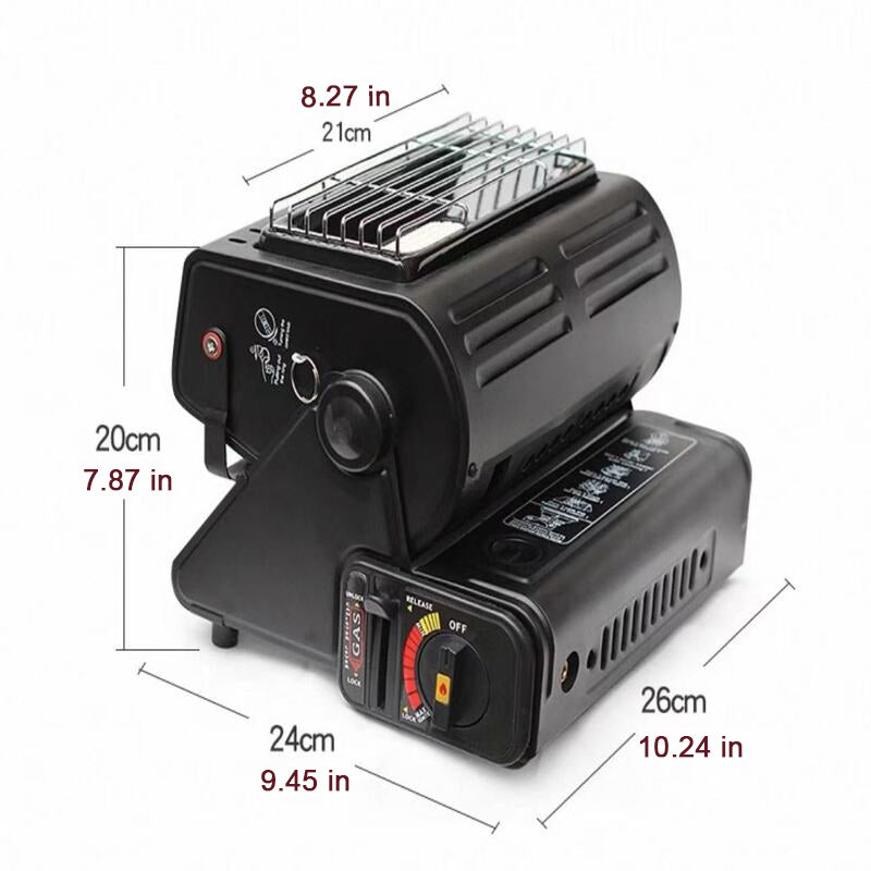 iToolMax 2 in1 1300w portable gas heater & stove size