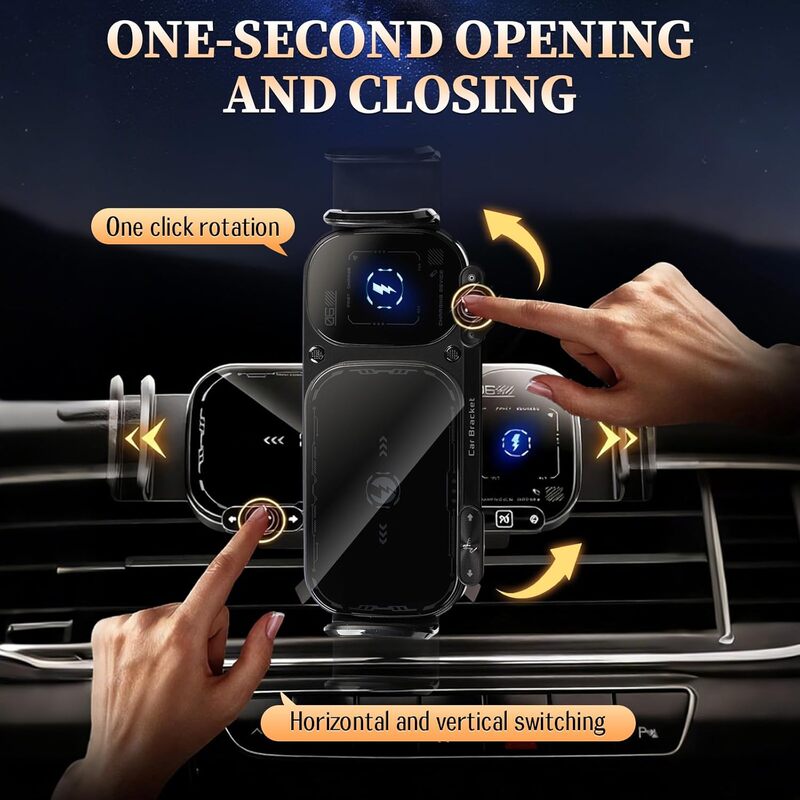 iToolMax 2 in 1 smart wireless car charger phone holder click