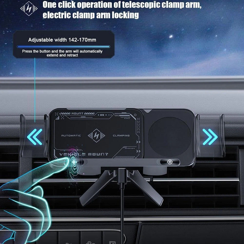 iToolMax 2 in 1 smart wireless car charger phone holder one click