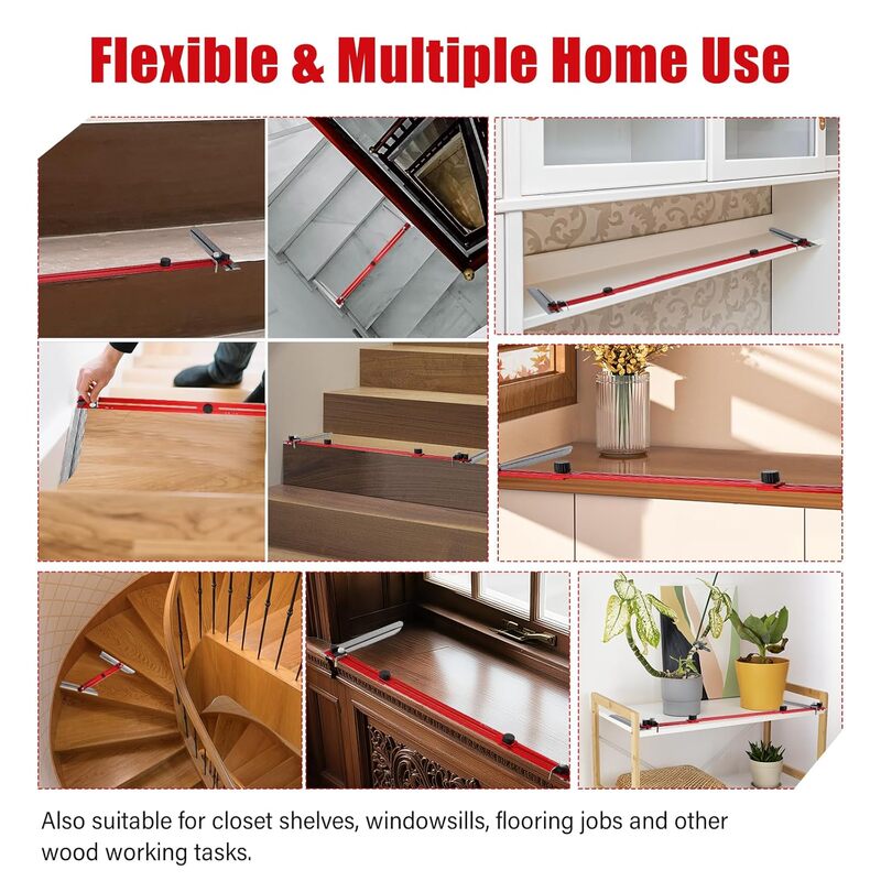 iToolMax stair tread template tool with dual scale flexible