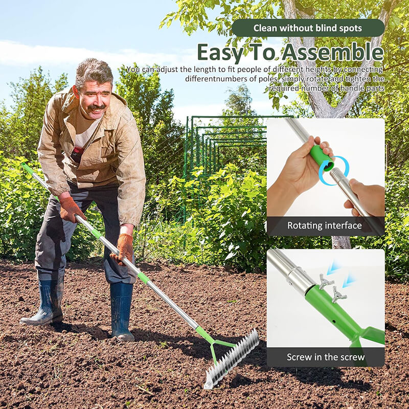 Easy To Assemble
You can adjust the length to fit people of different heightsibyiconnecting differentnumbers of poles. simply rotate and tighten the prequired-number ofshandle parts.