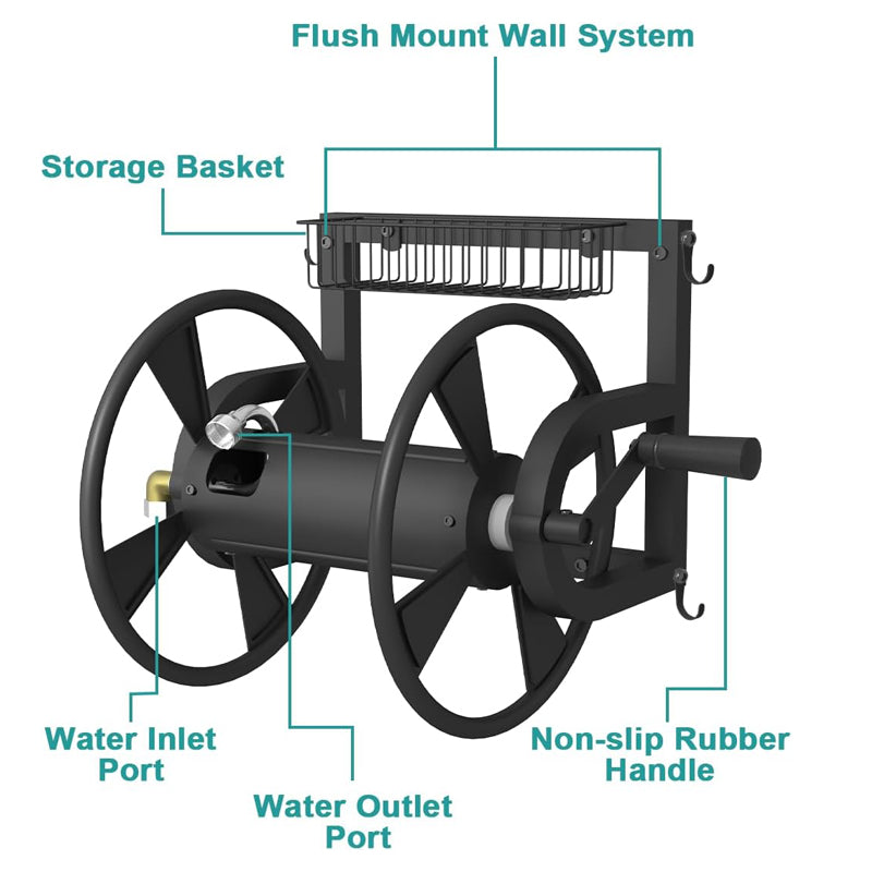 iToolMax Garden Wall Mounted Hose Reel with Hook