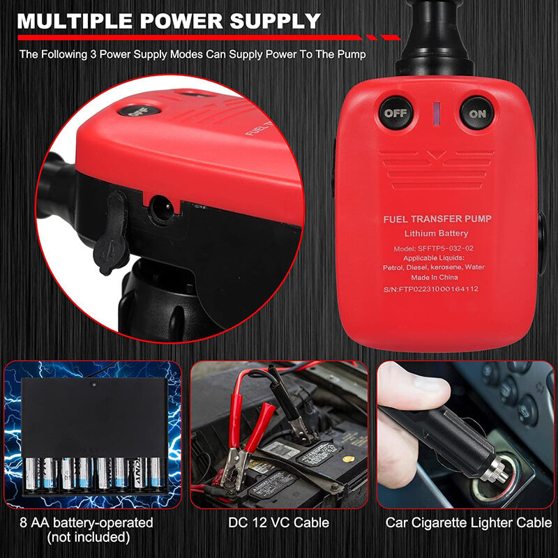 Powered by cigarette lighterDC 12V cable directly connected to the car battery for power supply8 AA batteries (not included) for power supply.