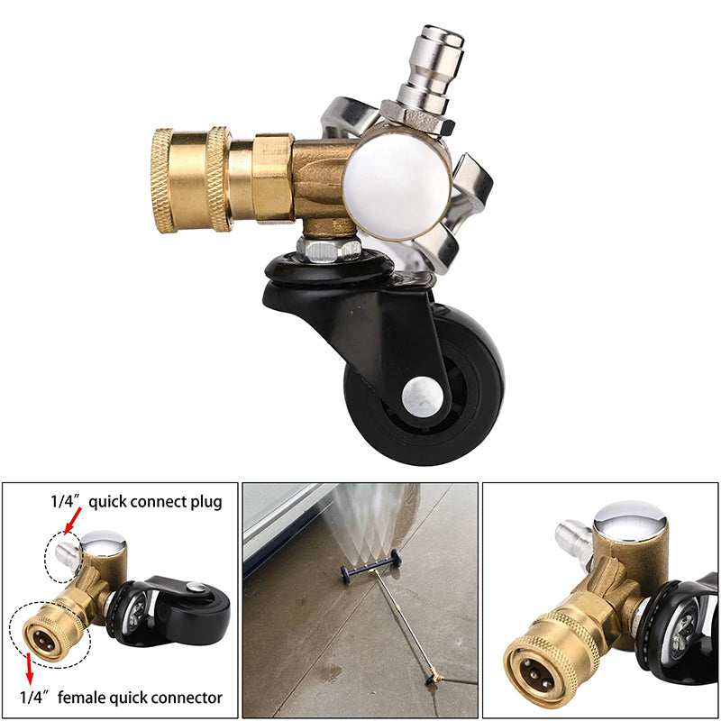It can be more easily connected to the undercarriage washer, adding an extra wheel to move forward, allowing you to operate while standing, saving time and effort. Made with brass, steel, and ABS, this joint wheel is to last even with prolonged use.