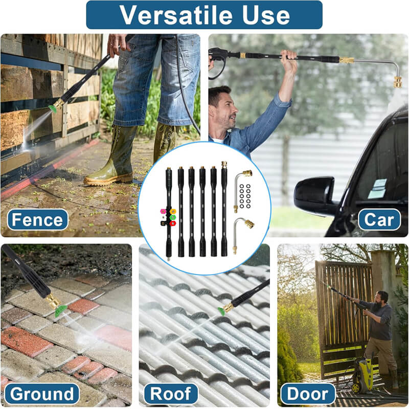 Crafted from thick stainless steel, built for durability and compatibility, suitable for high pressure cleaning guns, pressure washer foam cannons, water brooms, undercarriage cleaners, surface cleaners, cleaning brushes, gutter cleaner attachments.