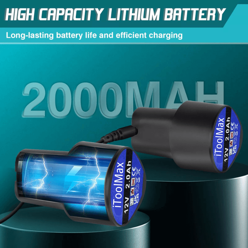 The 2000mAh lithium battery of the car polisher offers long-lasting power for extended polishing sessions, full charged 1-2 H, used for 1H.