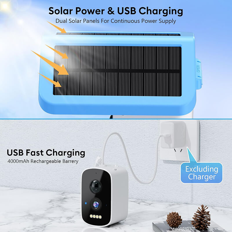 This solar bird feeder camera with built-in a 5000mah rechargeable battery and has 2pcs 3W solar panel in roof, to avoid frequent charging of the smart bird feeder, the solar bird feeder can be used for 3-4 months after being fully charged.