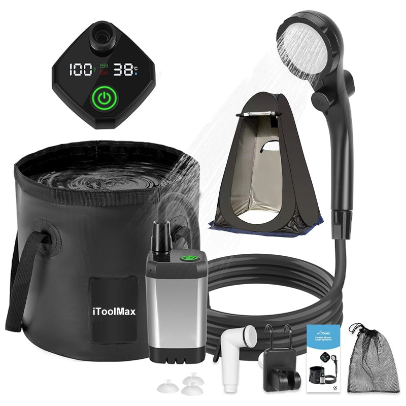 iToolmax Camping Shower Kit with 5 Gallons Foldable Bucket