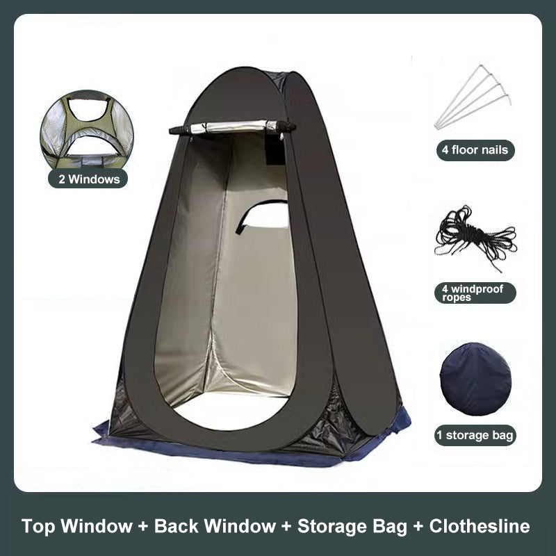 The included 3.9*6.2ft/1.2*1.9m camp tent offers instant privacy for outdoor showers, changing clothes, or using a portable toilet. Lightweight, quick to set up, and foldable for easy storage.