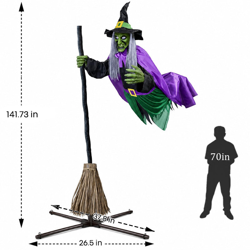 itoolmax 11.5ft flying witch on broom halloween decor size