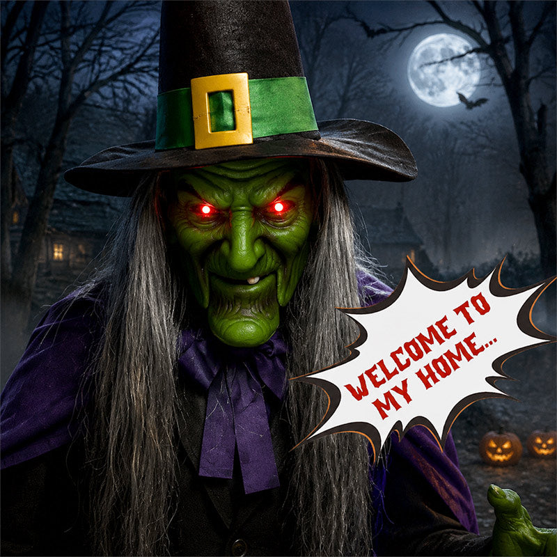 itoolmax 11.5ft flying witch on broom spooky halloween decor