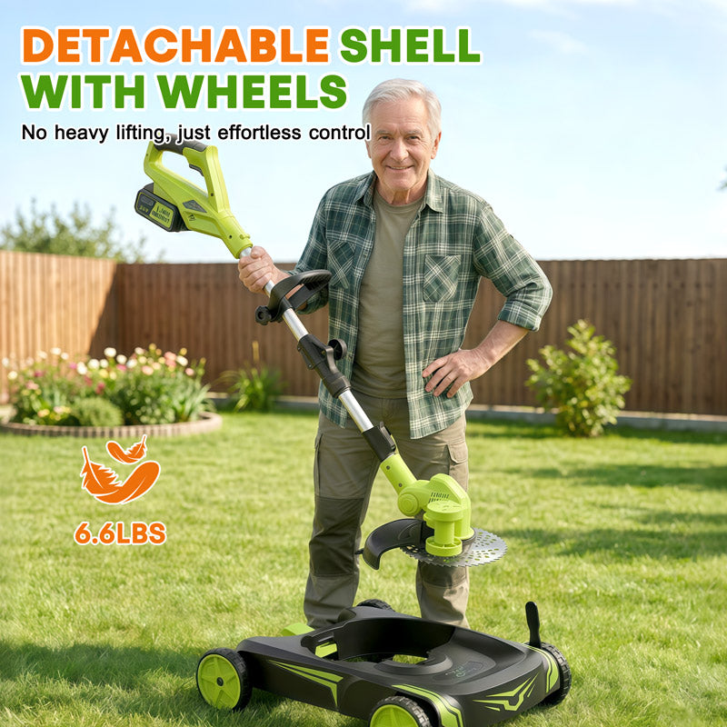 itoolmax 12 inch electric weed wacker detachable shell with wheels