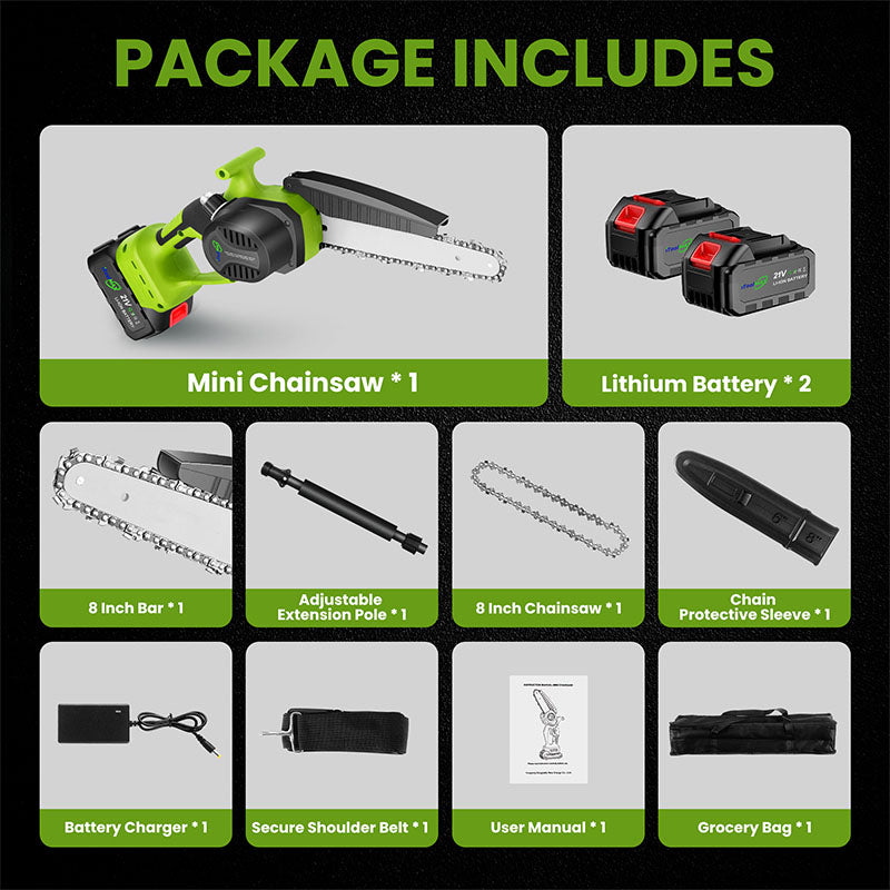 itoolmax 2 in 1 chainsaw with pole saw kit package list
