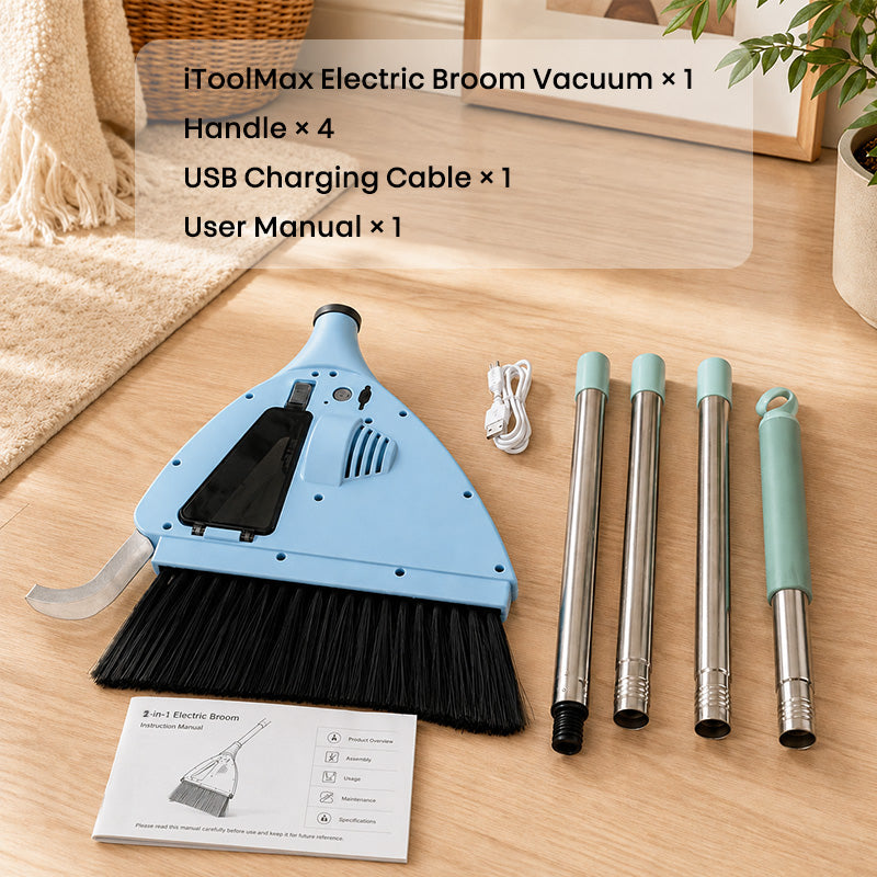 itoolmax 2 in 1 cordless electric broom vacuum package include