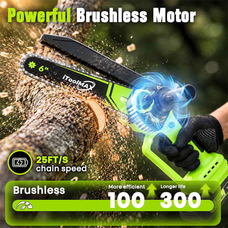 itoolmax 2 in 1 cordless mini chainsaw product with brushless motor