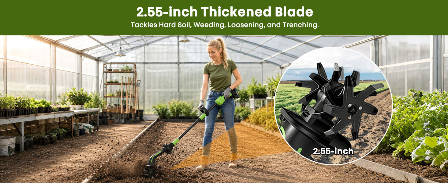 itoolmax 2 in 1 cordless tiller cultivator with 4inch depth wideth