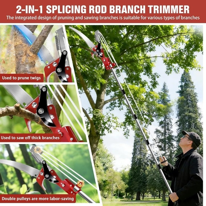 itoolmax 2 in 1 tree trimmer quadruple pulley system