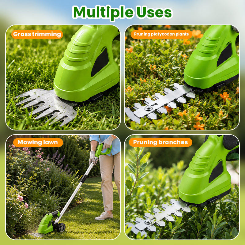 itoolmax 3 in 1 cordless hedge trimmer grass shear application