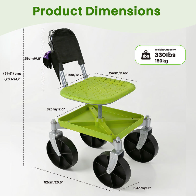 itoolmax 360 garden cart seat up to 330lbs