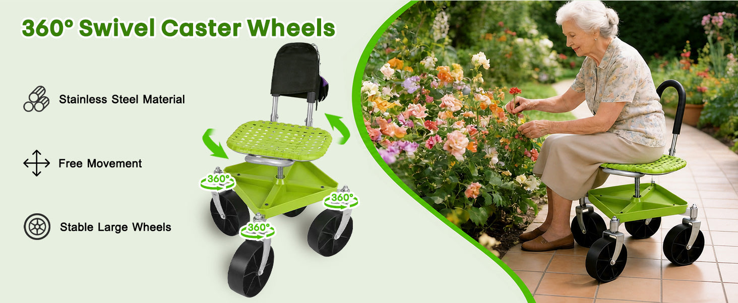 itoolmax 360 swivel caster wheel garden rolling cart saeat