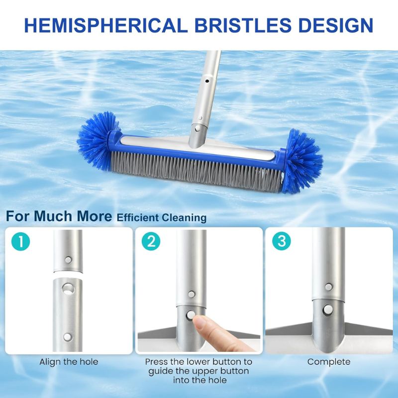itoolmax 4 in 1 pool cleaning kit hemispherical bristles design