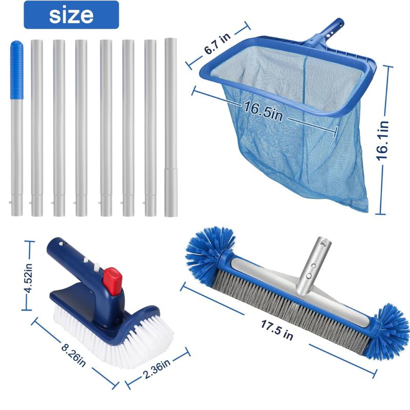 itoolmax 4 in 1 pool cleaning kit size