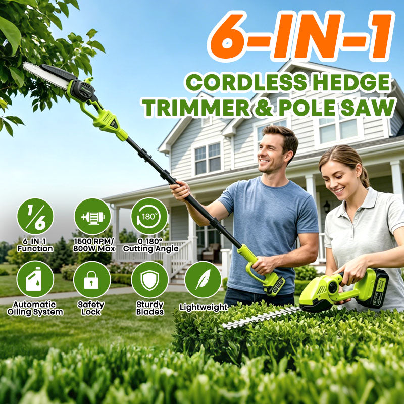 itoolmax 6 in 1 cordless hedge trimmer pole saw advantages